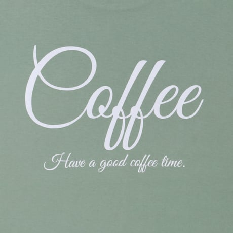 Coffee Print Long Sleeve T-Shirt / Sage Green<L-24-132>
