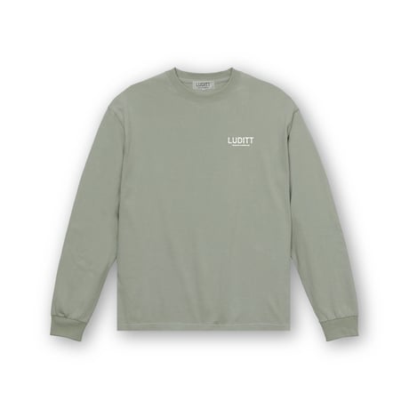 Coffee Print Long Sleeve T-Shirt / Sage Green<L-24-132>