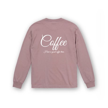 Coffee Print Long Sleeve T-Shirt / Azuki<L-24-132>