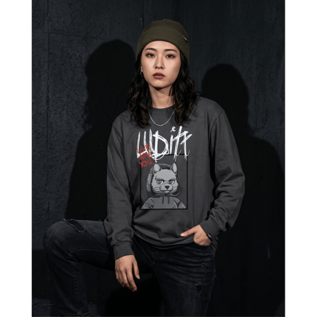 LUDITT/Leo Graphic Long sleeve T-Shirt / Charcoal<L-24-127>