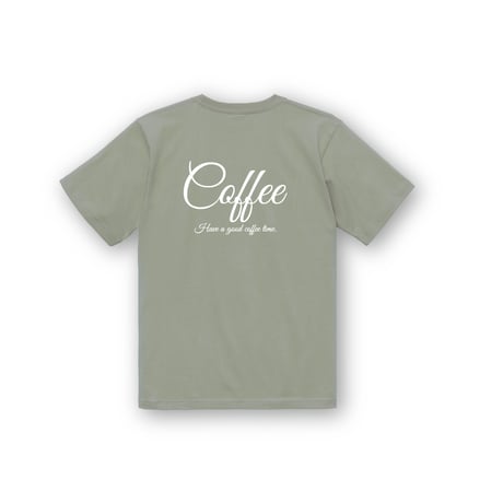 Coffee Print T-Shirt / Sage Green<L-24-131>
