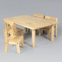 角テーブル90×60 丸脚と椅子４脚セット　90×60丸脚51と幼児椅子29×4脚AE-58-ds