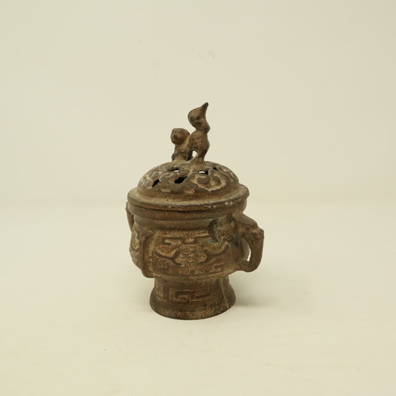 A003【香炉】 透かし獅子摘蓋 両耳 青銅 | 中国美術・茶器 花葉 A003【香炉】 透かし獅子摘蓋 両耳 青銅 | 中国美術・茶器 花葉
