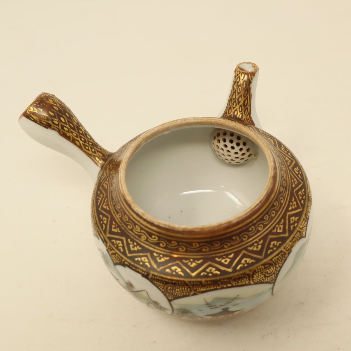 A005【茶器】 九谷焼 華やかな色絵金彩 窓絵山水 煎茶 | 中国美術 