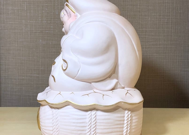 京焼・清水焼 初代 村田陶苑 作 色絵 招福 大黒天像 共箱 無傷