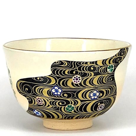 京焼・清水焼　限定販売「ガラシャの白詰草」茶碗　共箱　新作。