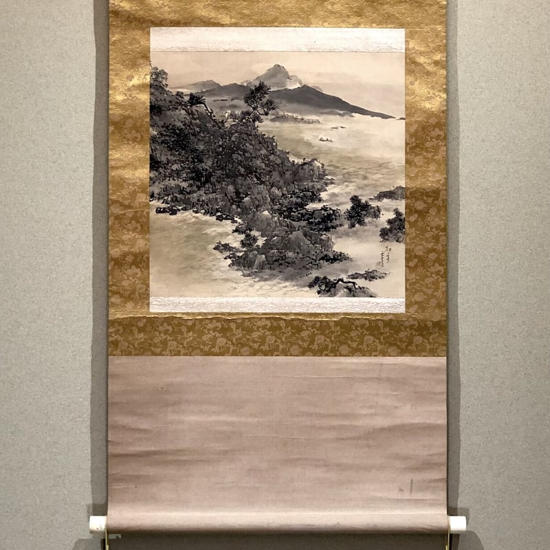 掛軸 水墨画 作者確認中 落款「松亭」朱印譜 共箱(箱書無)状態 掛軸 水墨画 作者確認中 落款「松亭」朱印譜 共箱(箱書無)状態