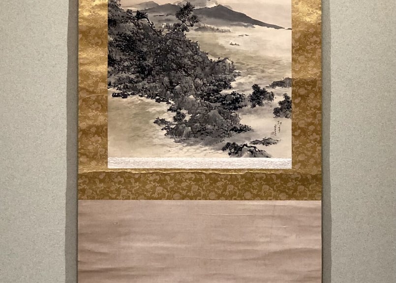 アンティーク水墨画 江戸期 龍 捺印あり 在銘 オリジナル表装 アンティーク水墨画 江戸期 龍 捺印あり 在銘 オリジナル表装