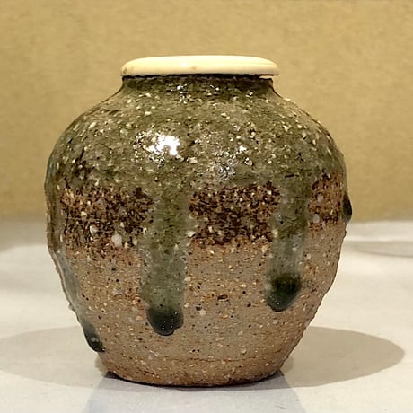 高取焼元永彰一作肩衝茶入無傷共箱茶入古物。