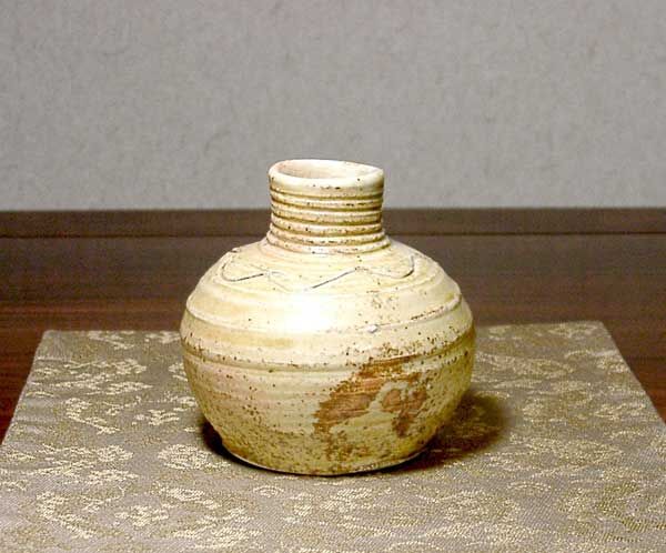 京焼・清水焼 清水六兵衛（三代）作 伊羅保 鶴首 茶入 無傷 誂箱 保証
