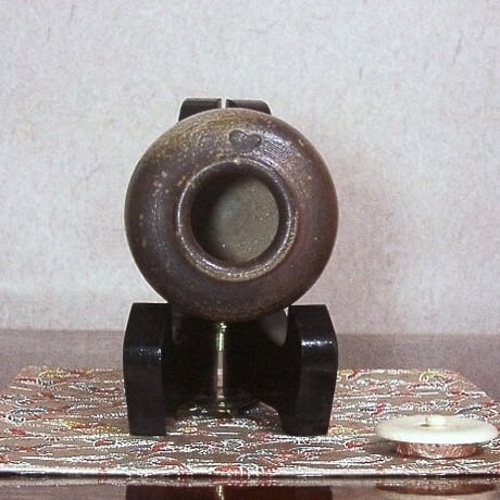 伊賀焼　小川得斎作　伊賀茶入　無傷　箱合　共仕覆　古物。