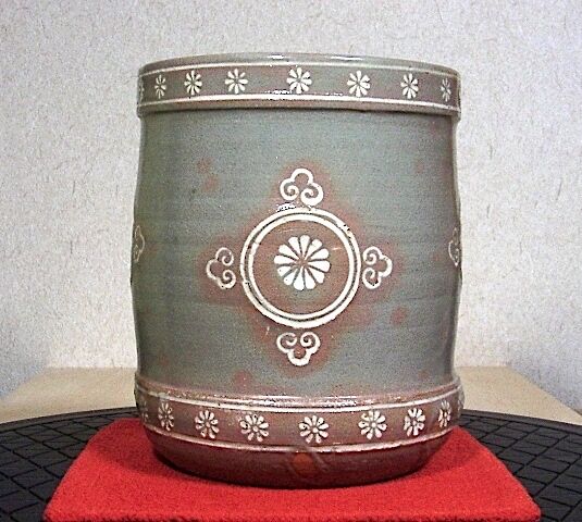 八幡窯 堀野証嗣 作 御本 狂言袴 水指 無傷 共箱 保証。 | STORES