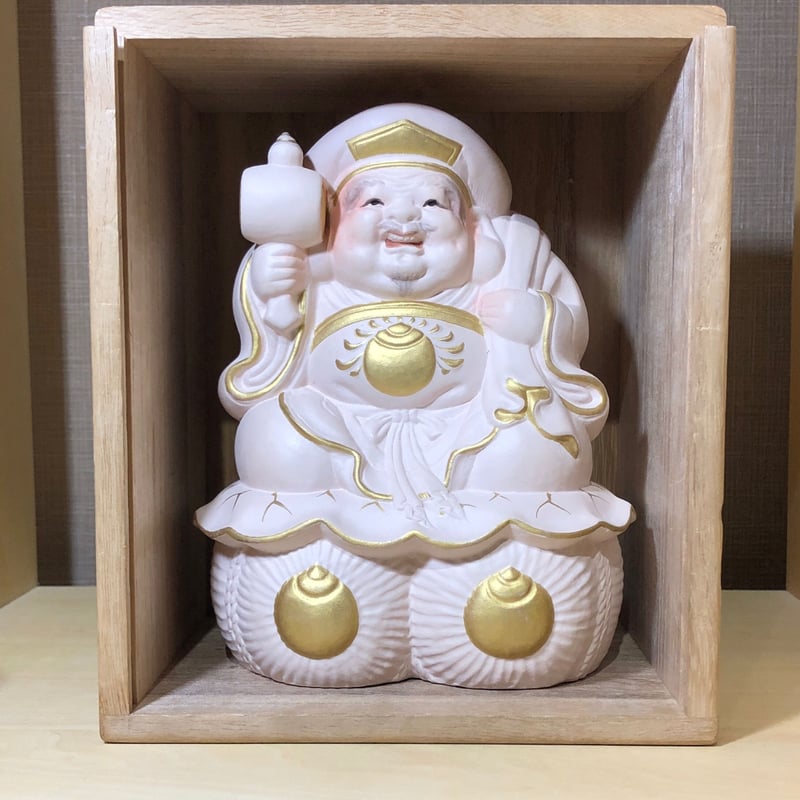 京焼・清水焼 初代 村田陶苑 作 色絵 招福 大黒天像 共箱 無傷