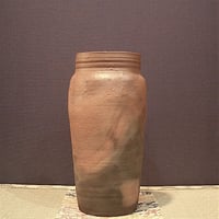 南蛮焼　清水楽山作　花生　無傷　共箱　古物。