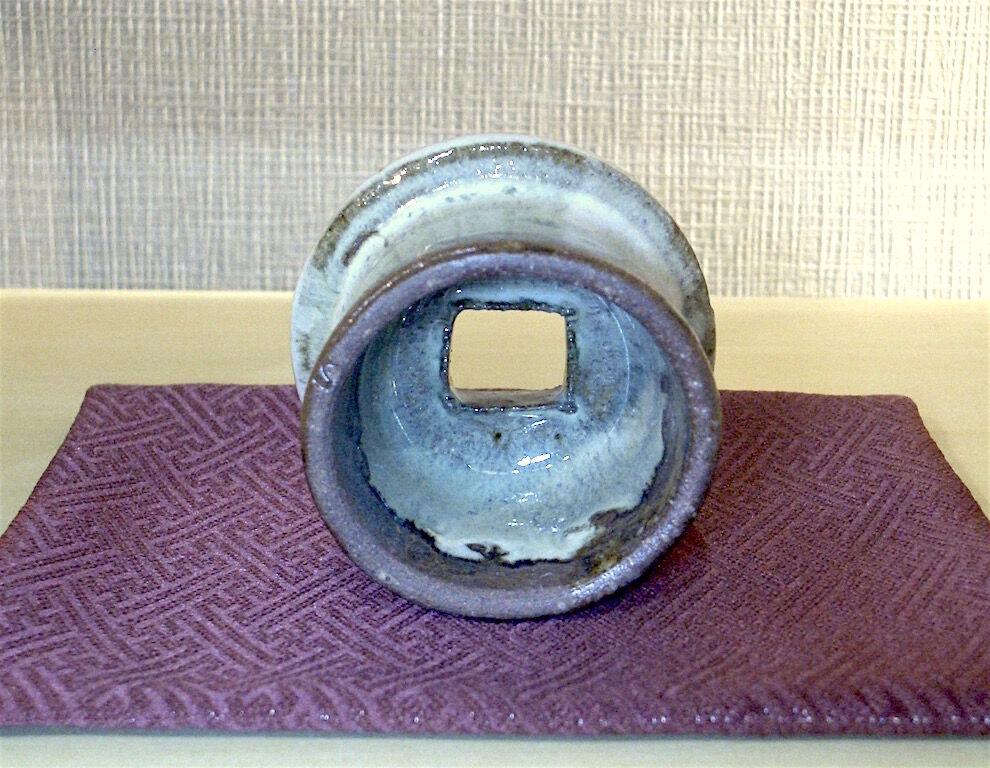 南蛮焼清水楽山作花生無傷共箱古物。