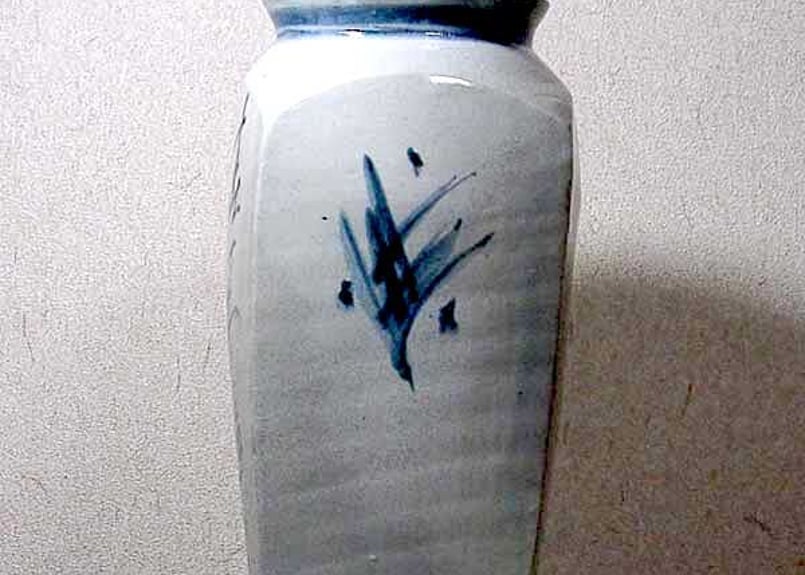 大花瓶無傷 京焼・清水焼 新井謹也 作 「春来遍是桃花水 不辨