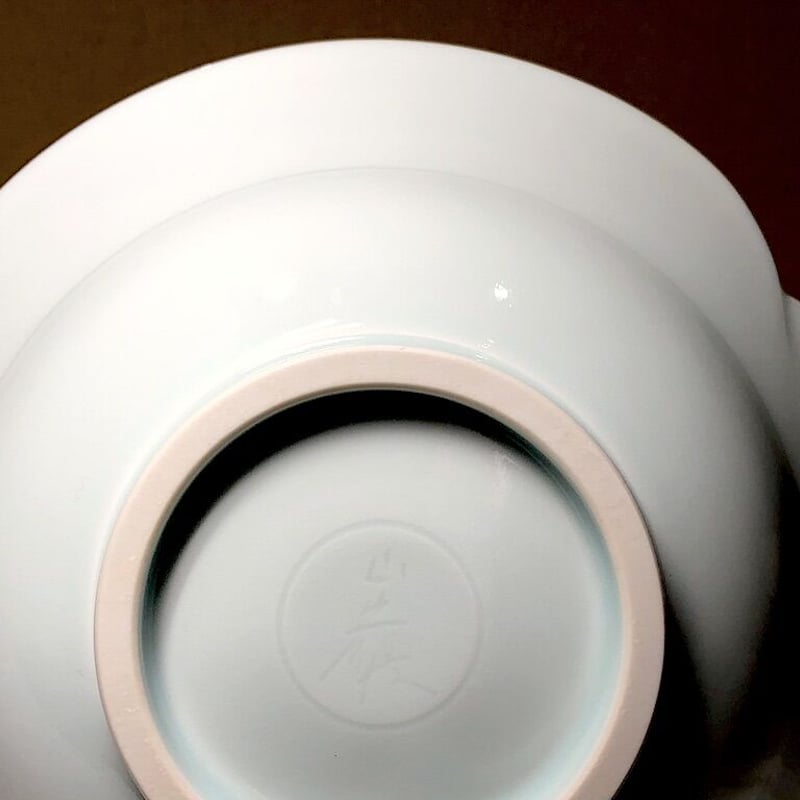 丹波窯 ピーター ハーモン 作 青白磁 花弁鉢 在銘 無傷 共箱