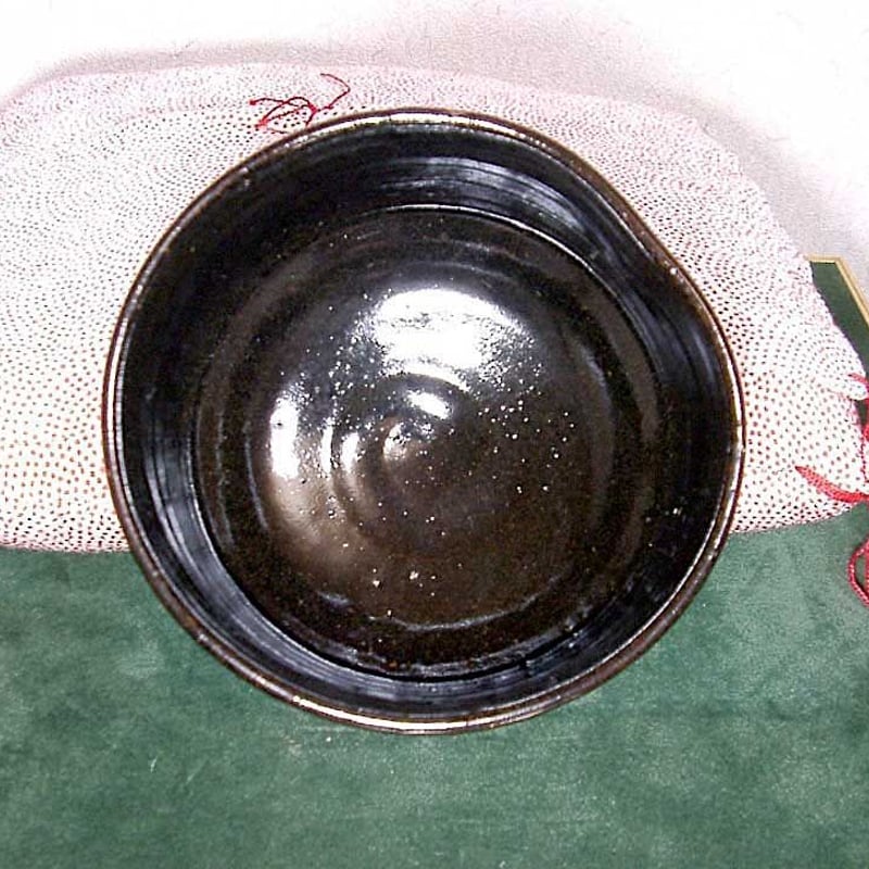 萬祥山焼 大社窯 十一代日野瑞雲（初代）作 黒釉 茶碗 共箱 無傷