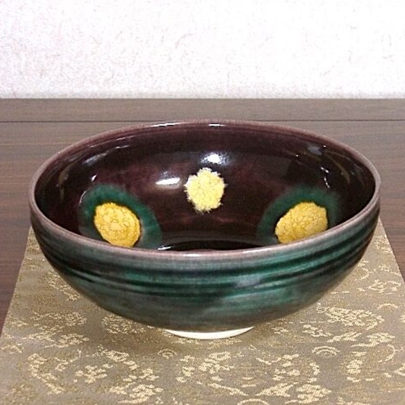 九谷焼 徳田八十吉 作 吉田屋風 御茶碗 無傷 保証 在銘 誂箱