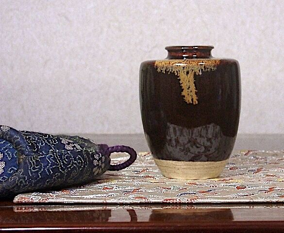 京焼・清水焼　橋本永豊 作「さが」茶入　２点　無傷　仕覆　箱保護　保証。 original