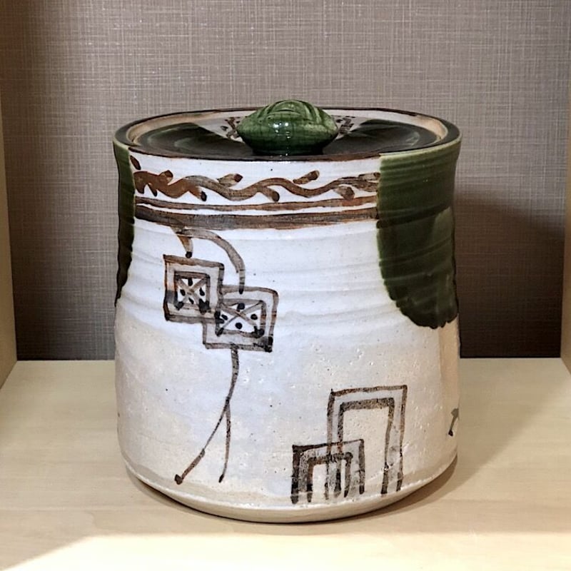 織部焼 清水茂生作 織部 水指 無傷保証 共箱 古物. | STORESショップARIKA