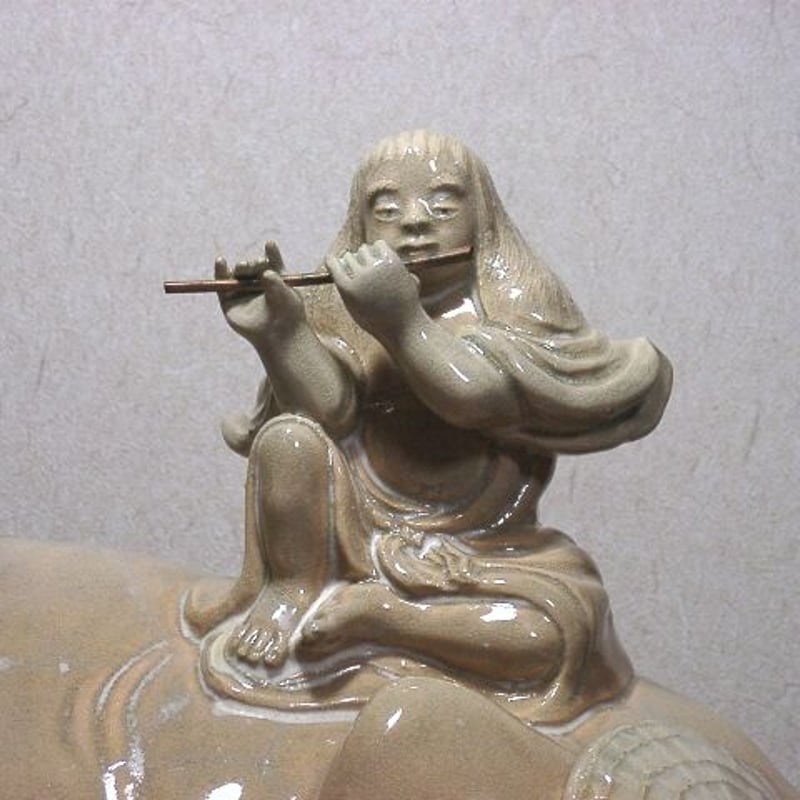 2333 萩焼　長州萩　東光寺窯　二代 中野霓林作　お面  お多福　置物　未使用 2333 萩焼 長州萩 東光寺窯 二代 中野霓林作 お面 お多福 置物
