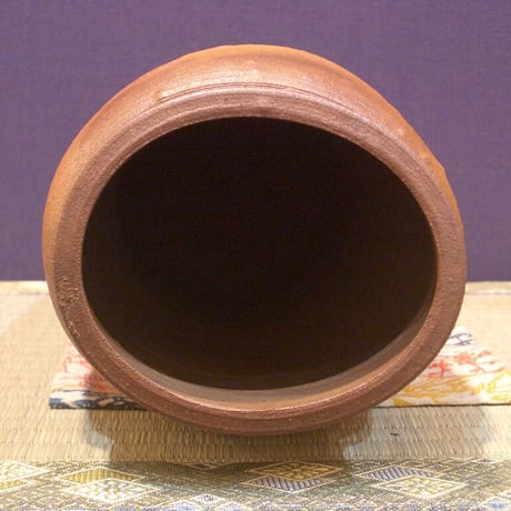 南蛮焼　清水楽山作　花生　無傷　共箱　古物。