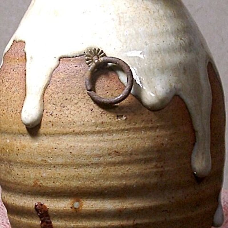 月谷焼 月谷初子 作 白釉 掛花入 箱合 保証。 | STORESショップARIKA