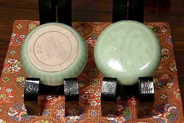 京焼・清水焼 真清水蔵六 作 青磁「字」香合 無傷 箱誂 保証