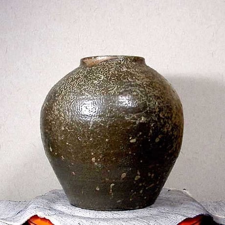 丹波焼　古丹波　灰釉窯変壺　江戸時代前期　鑑定済　箱合　保証。