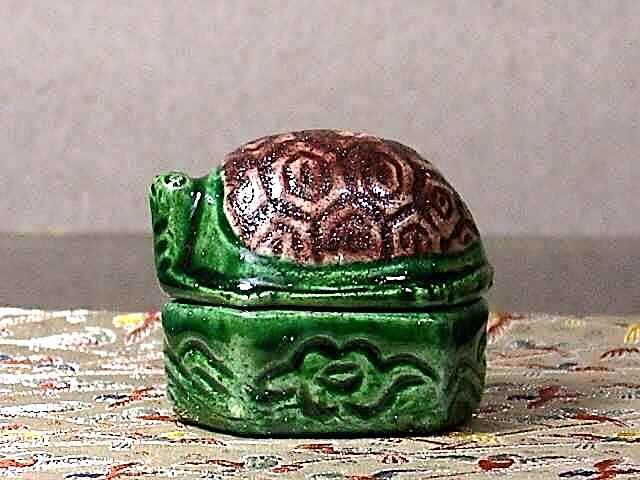 安加比古窯 加藤晃楽 作 分銅亀 香合 無傷 共箱 保証。 | STORES