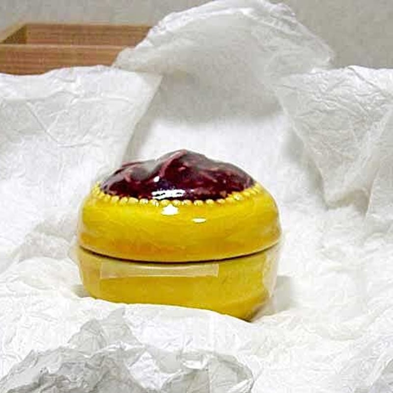 京焼・清水焼 八坂焼 交趾写 桜鯉 在判 香合 無傷 共箱 保証