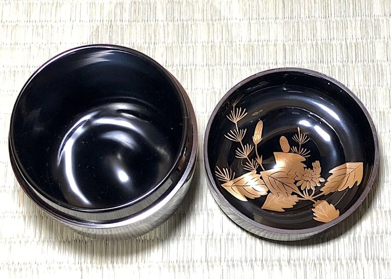 鷺 蒔絵 梨地 大棗 二代目 鈴木光入 茶道具
