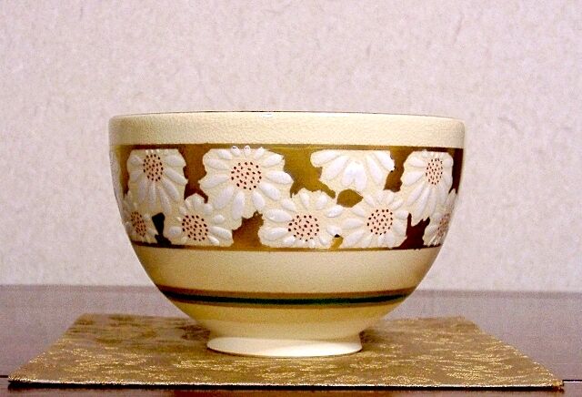 茶道具 水指 仁清 菊之絵 万寿菊 山川巌 京焼 清水焼 色絵 original