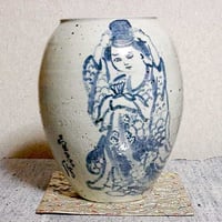 愛媛　村上万寿男（壷天子）作　静御前　壷　無傷　共箱　保証