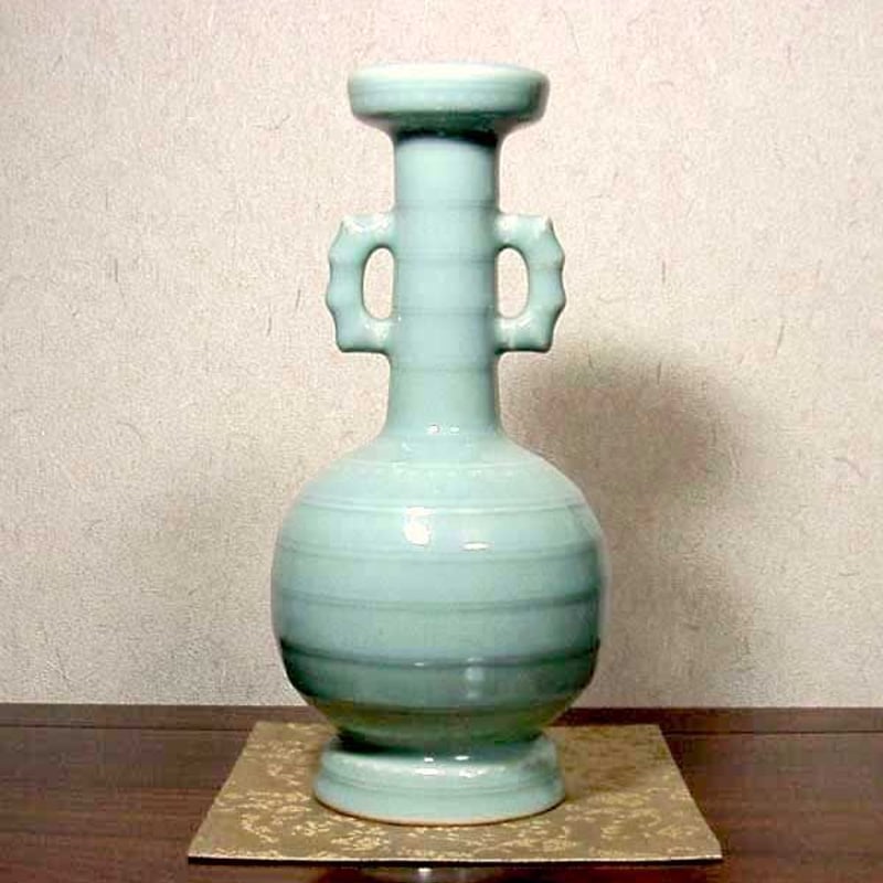 今日庵 日吉窯 加藤丈佳 作 青磁 花瓶 共箱 無傷 保証。 | STORES