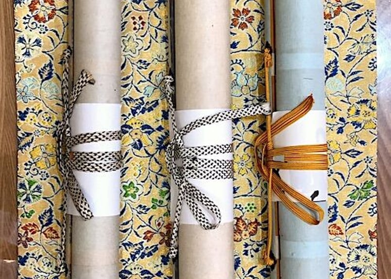 真作】掛軸 大矢大響 柿と鳥 秋の風情 矢沢弦月に師事 合箱入 Q28