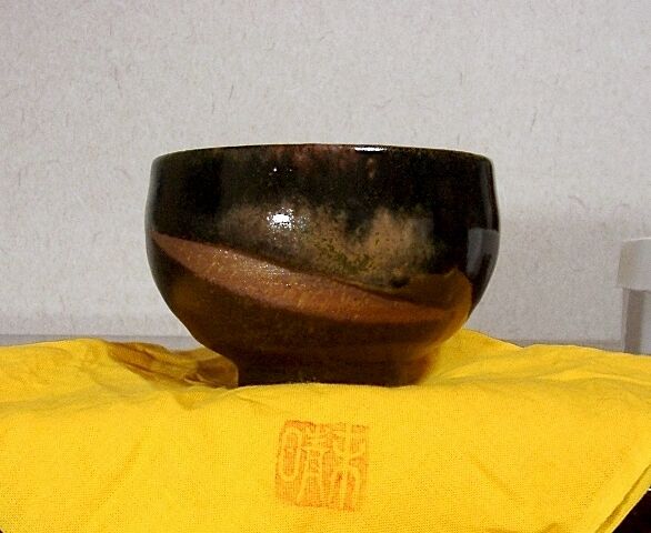 秀逸作 極上 丹波焼 名人 西端 正 作 灰釉 茶碗 共桐箱付