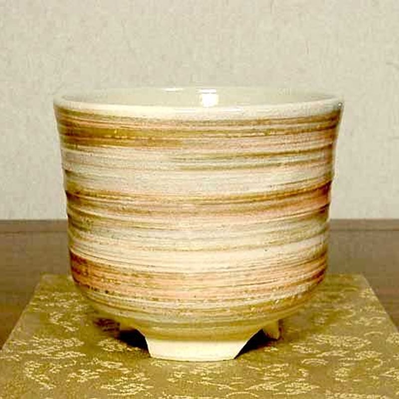 京焼・清水焼 観修寺窯 手塚 充 作 金刷毛目筒 茶碗 共箱 無傷