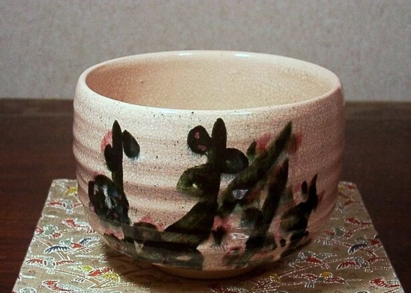 平安 玉堂窯 紅毛写 替茶器 オランダ写 薄茶器 茶道具 共箱 茶入