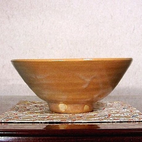 九谷焼松田蘇川作沢守半翠画霊芝御本手茶碗共箱古物。