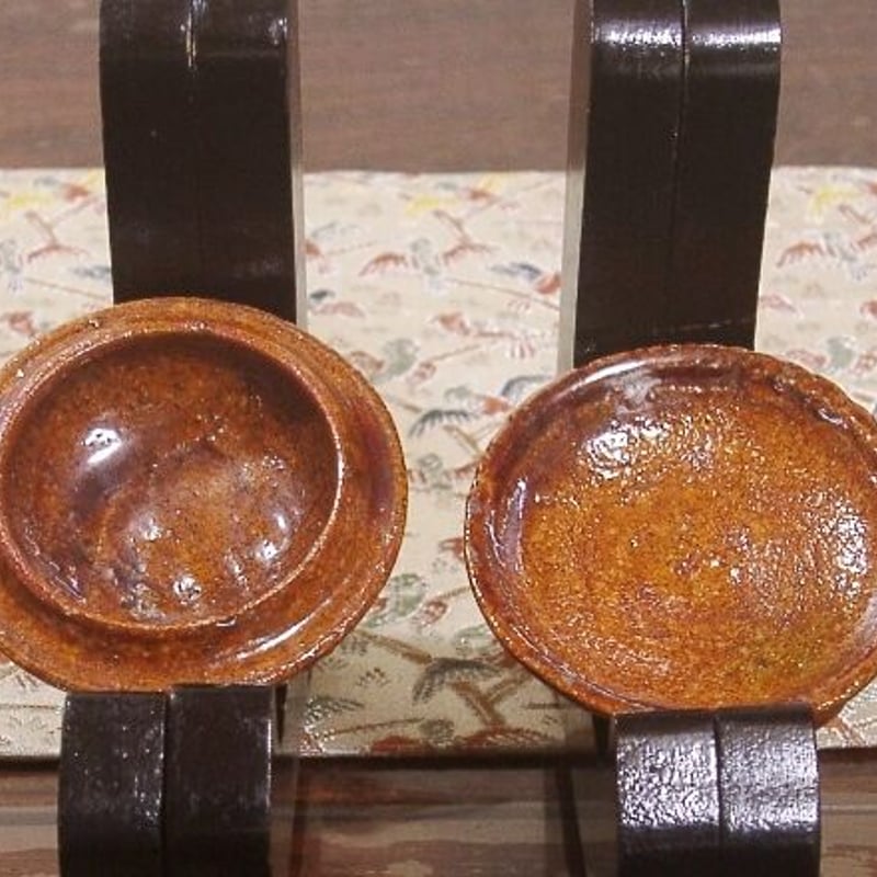 大樋焼 大樋長左衛門作 琵琶 香合 無傷 箱合 古物。 大樋焼 大樋長