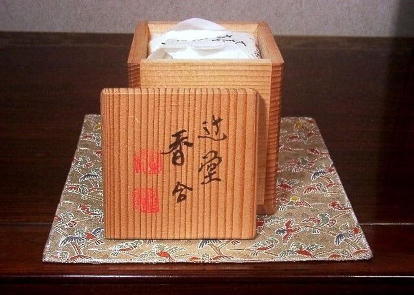 京焼 和楽庵 平安 高野昭弥陀造 色絵 羽子板 香合 共箱 C R4154