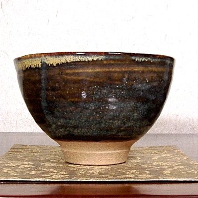 京焼・清水焼 篁窯 河合 紀 作 銘：荒磯 茶碗 共箱 無傷 保証