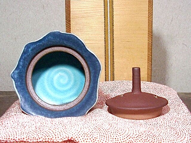 京焼・清水焼 三浦直人 作 トルコ青釉 香炉 無傷 共箱 保証。 | STORES