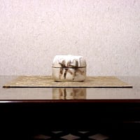 大樋焼 大樋長左衛門作 琵琶 香合 無傷 箱合 古物。 大樋焼大樋長