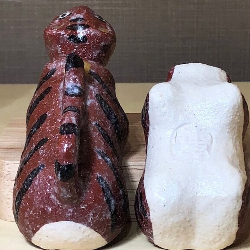 兵庫県 澤田博之作 虎 香合 無傷 共箱 古物。 【公式通販】