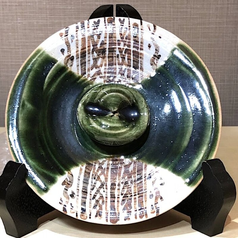 織部焼 清水茂生作 織部 水指 無傷保証 共箱 古物. | STORESショップARIKA