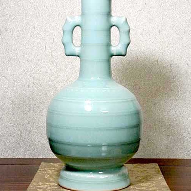 今日庵 日吉窯 加藤丈佳 作 青磁 花瓶 共箱 無傷 保証。 | STORES