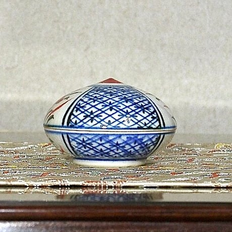 京焼・清水焼　伊東陶山（二代）作　赤絵　宝珠香合　共箱　無傷　保証。